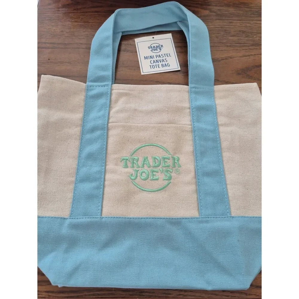 Spring 2026 Trader Joe’s Mini Pastel Canvas Tote Bag Set Of 4 In Stock Available - Picture 5 of 8